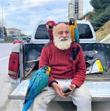 Beykoz’un papağanlı amcası ilgi odağı oldu!